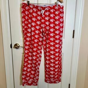 J. Crew Red and White Bow Pajama Pants Holiday Jammies Size Extra Large